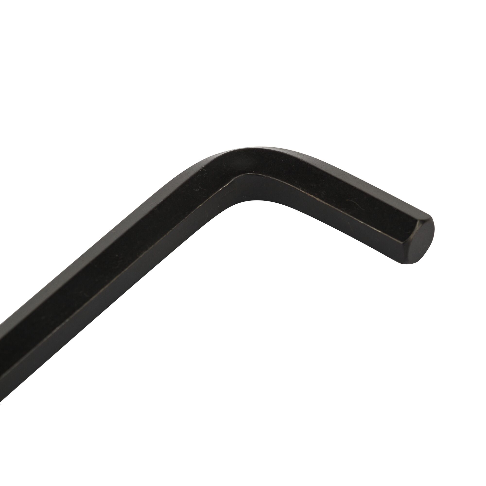 STANLEY 69-256-KR hex key L-wrench, black, close-up angle on white background.