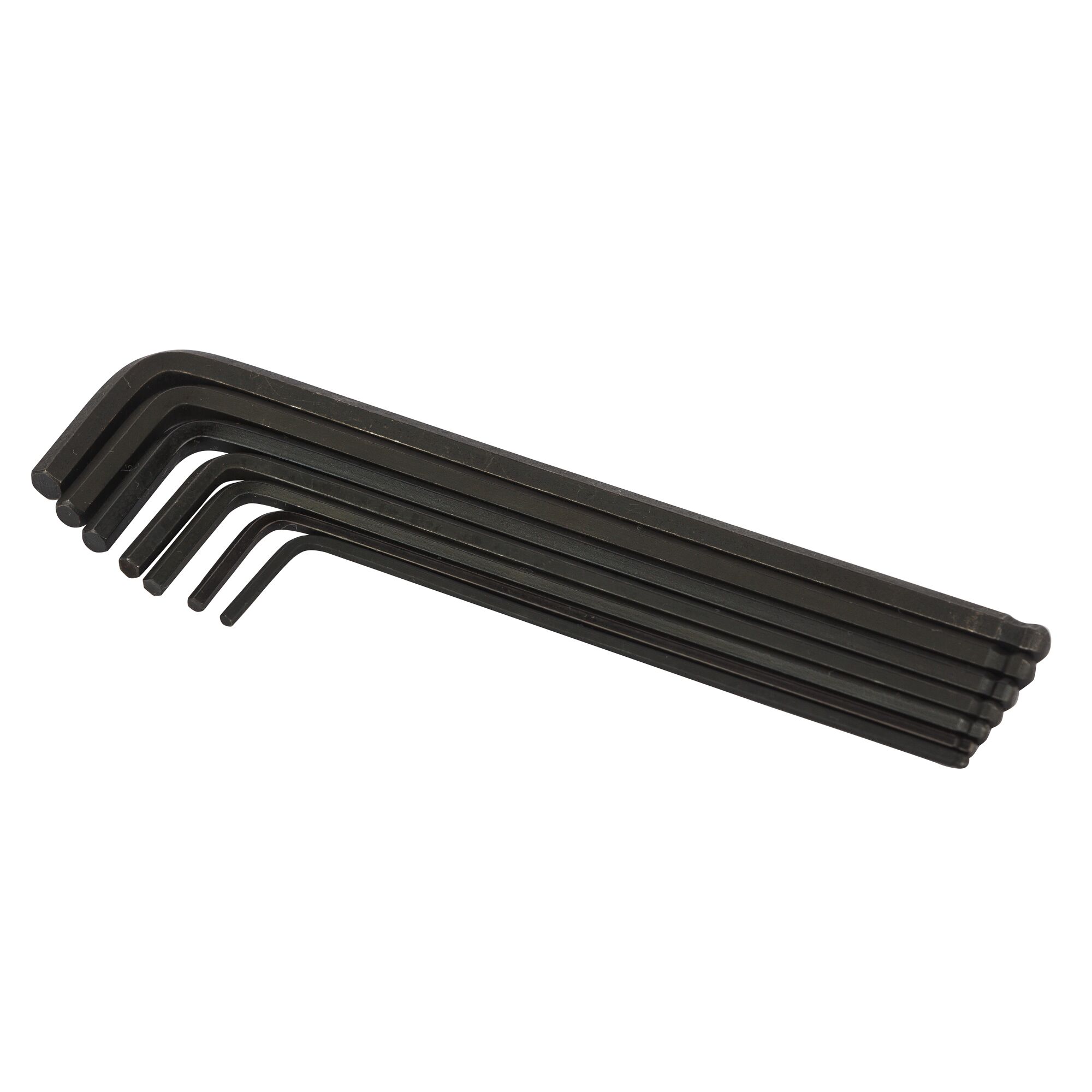 STANLEY 69-257 hex key set, black steel, photography, angled view on white background.