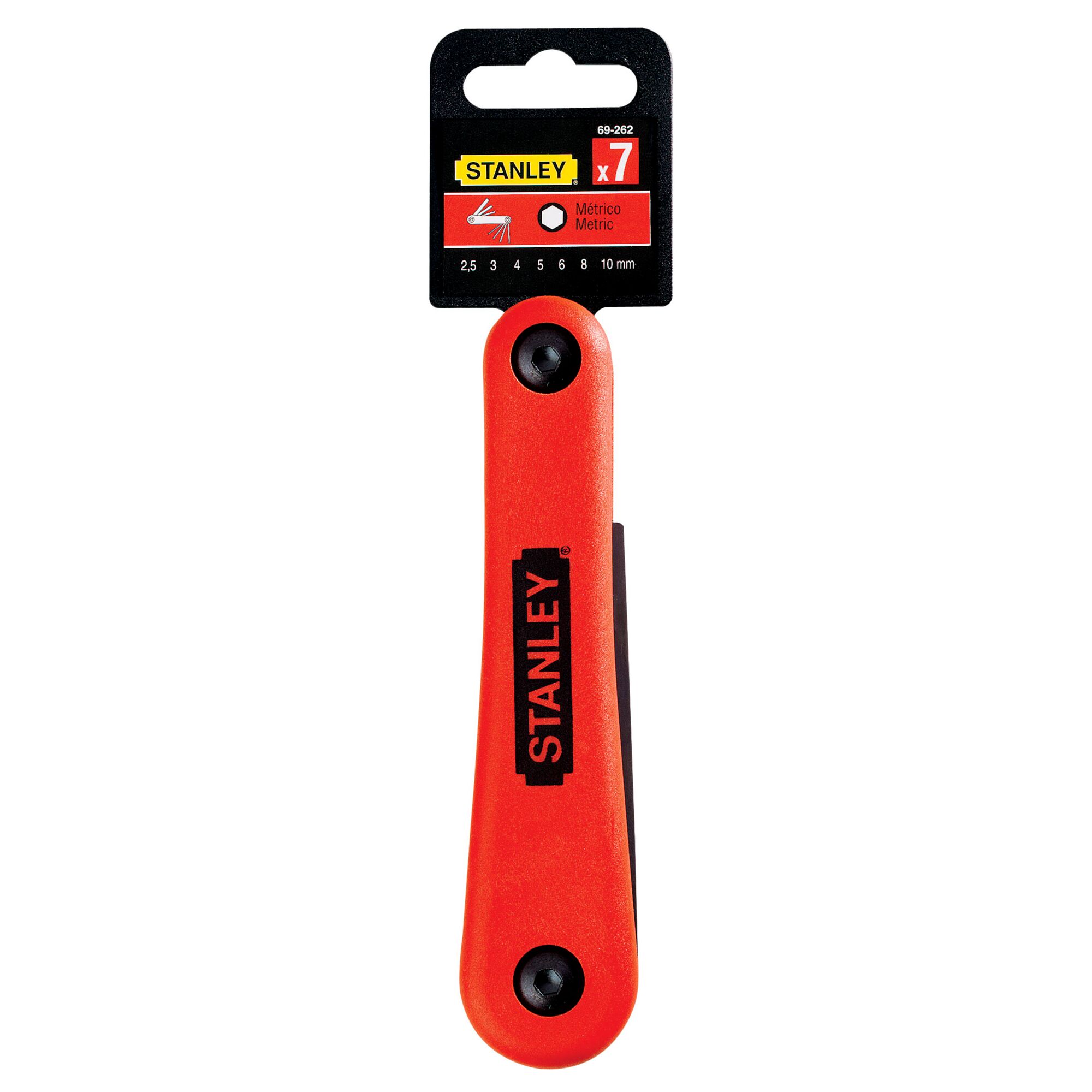Photo of STANLEY 69-262 metric hex key set, red handle, tool category, front angle on white background.