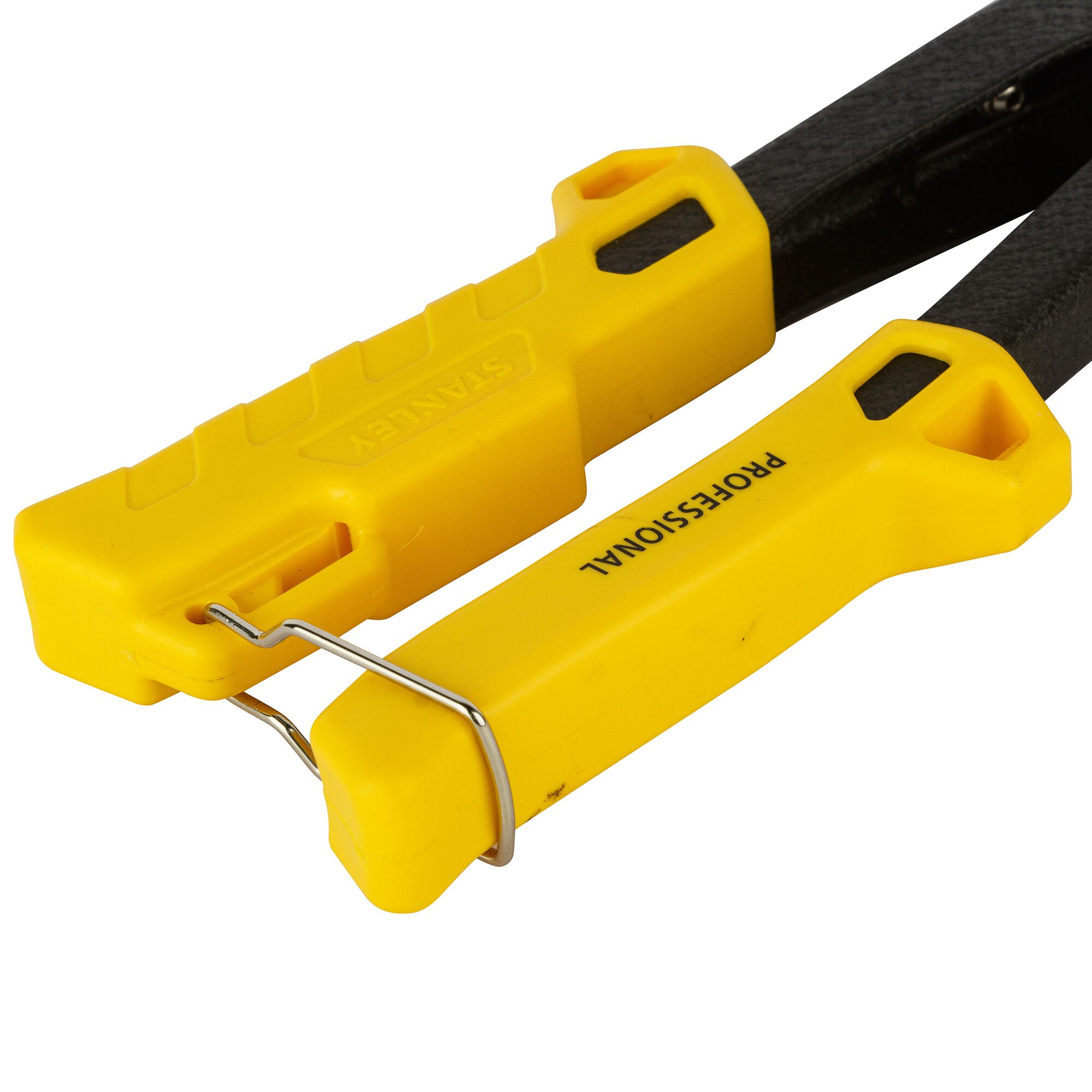 STANLEY STHT69800-8 yellow professional hand tool handles close-up, angled on white background.