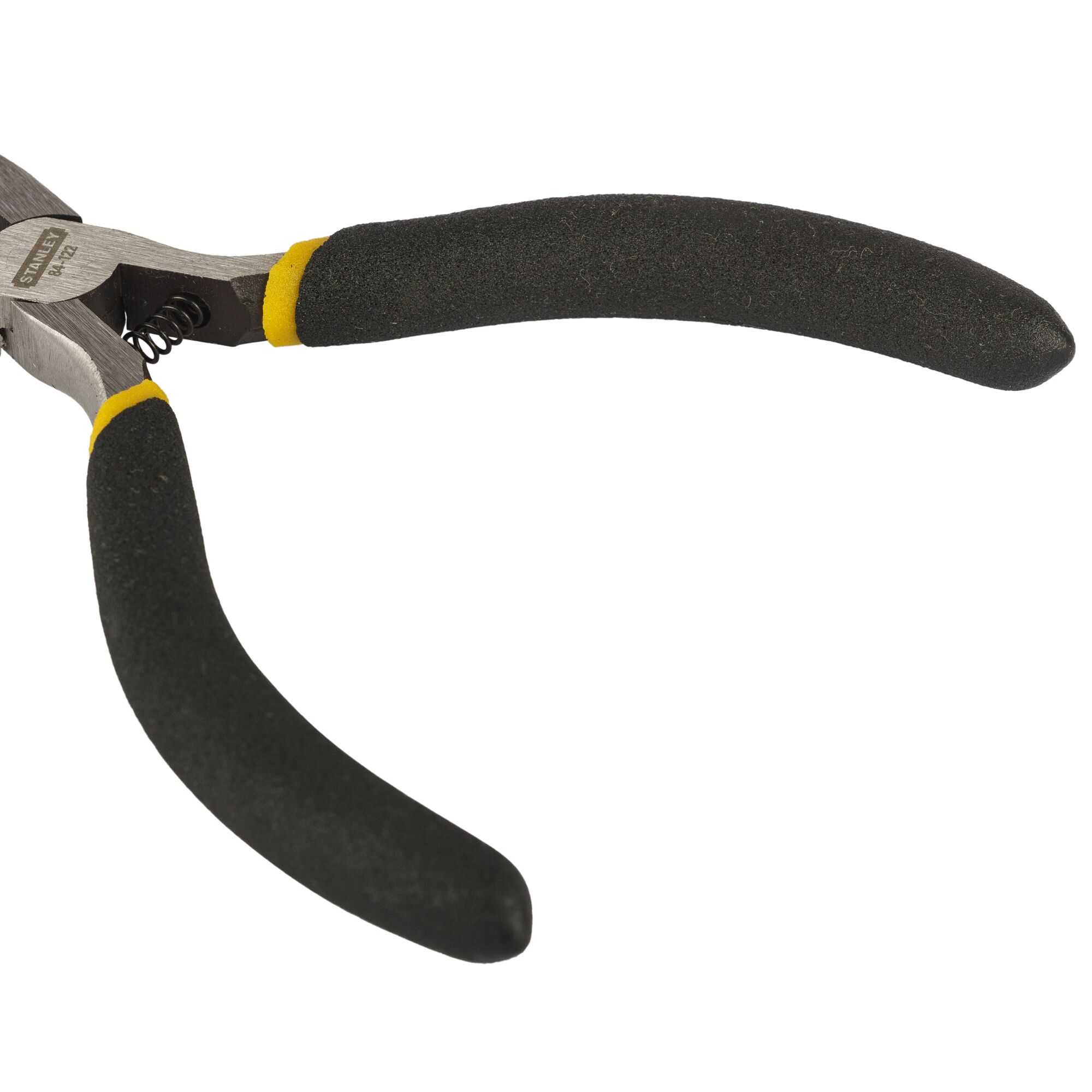 STANLEY STHT84122-8 photography of pliers with black handles and yellow accents, angled on white background.