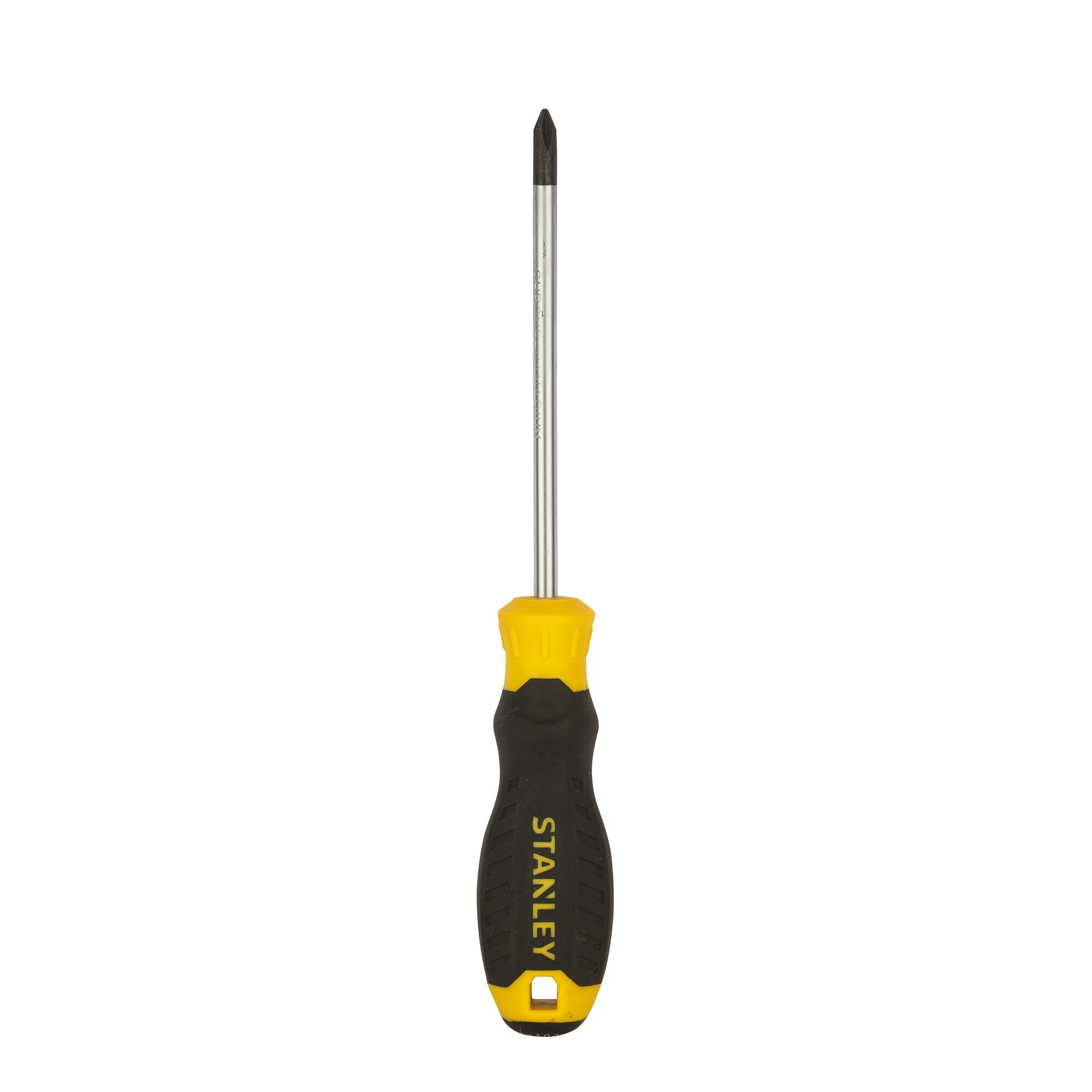 Stanley STMT60805-8 screwdriver with yellow and black handle, front view, photography