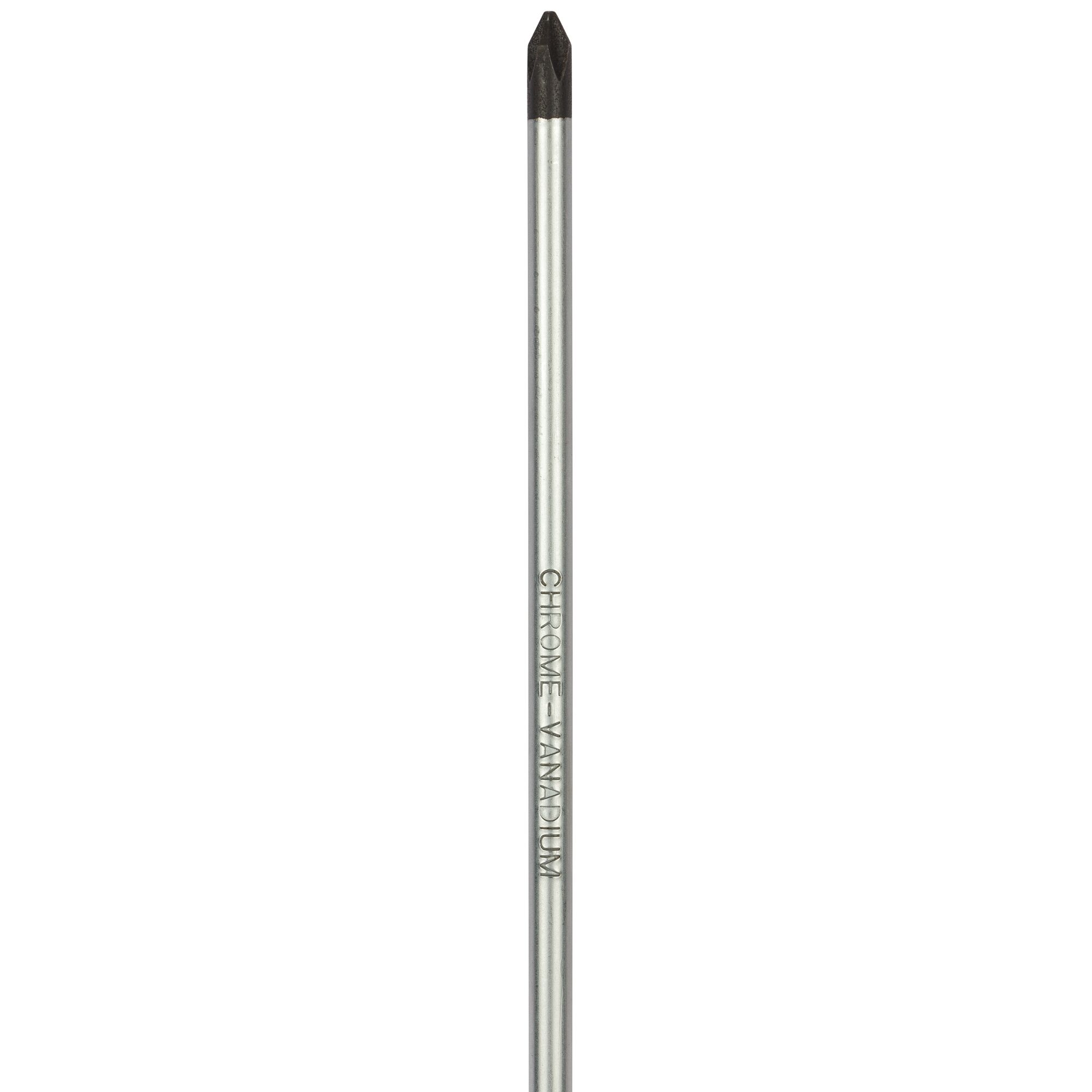 STANLEY STMT60807-8 screwdriver shaft, silver with black tip, front angle, chrome vanadium steel
