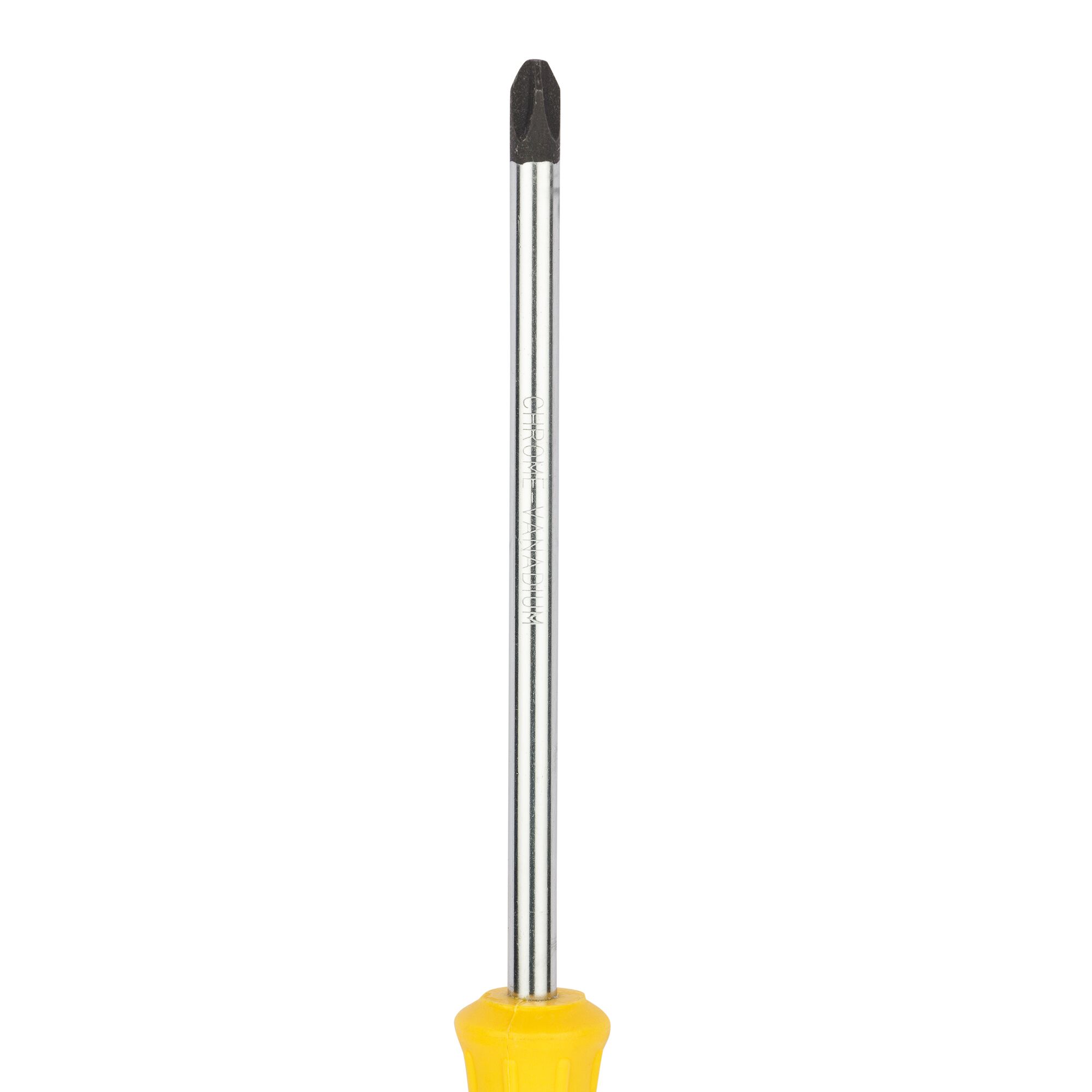 STANLEY STMT60814-8 Phillips screwdriver, yellow handle, straight-on angle on white background