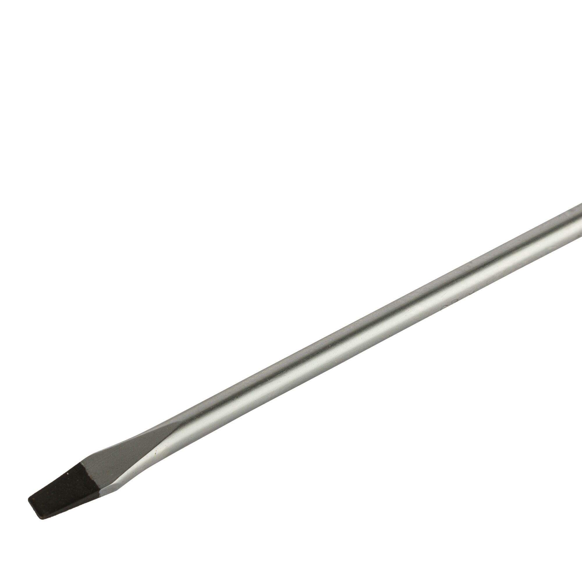 STANLEY STMT60818-8 flathead screwdriver with metal shaft, close-up on white background.