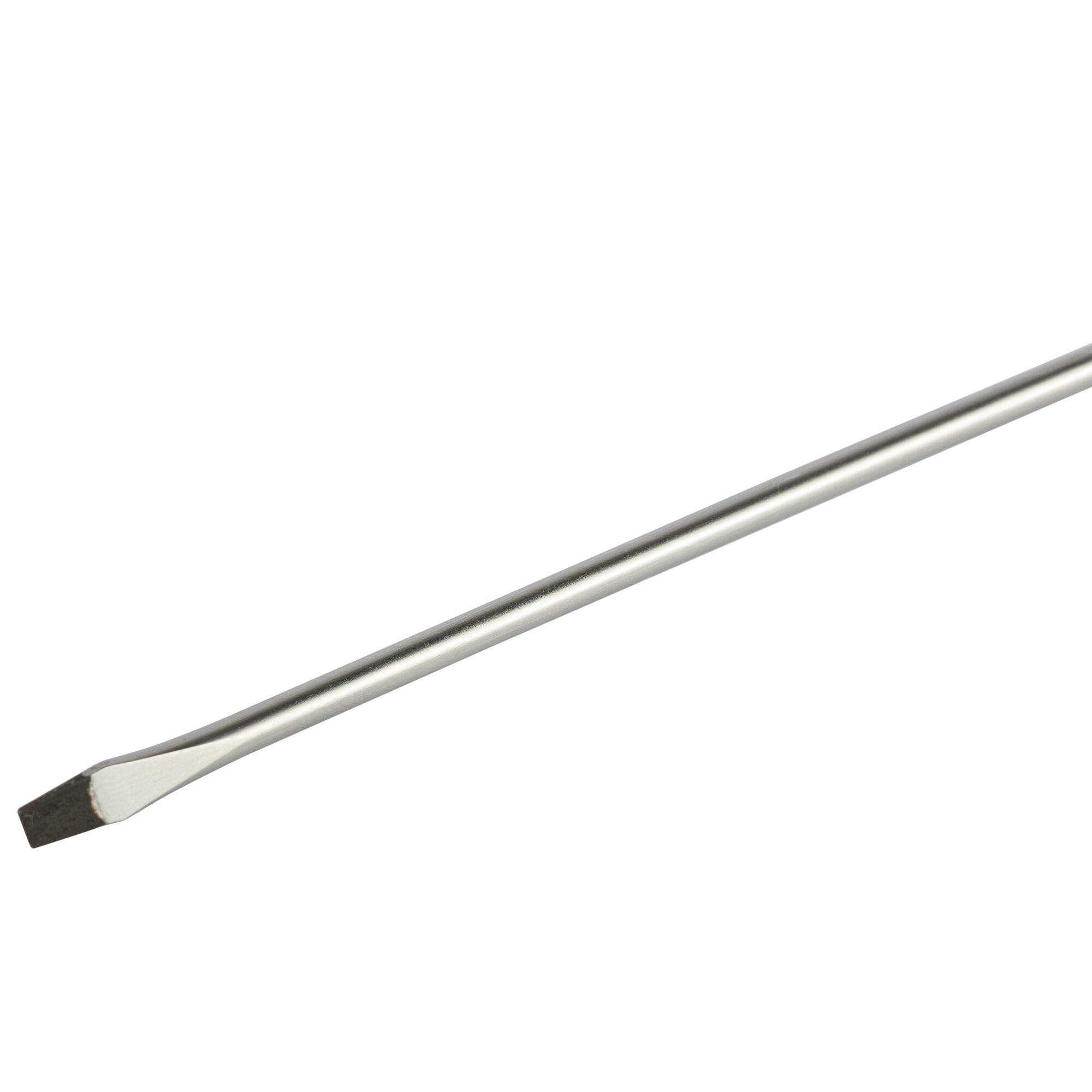 STANLEY STMT60819-8 flathead screwdriver, metal shaft, side angle, white background.