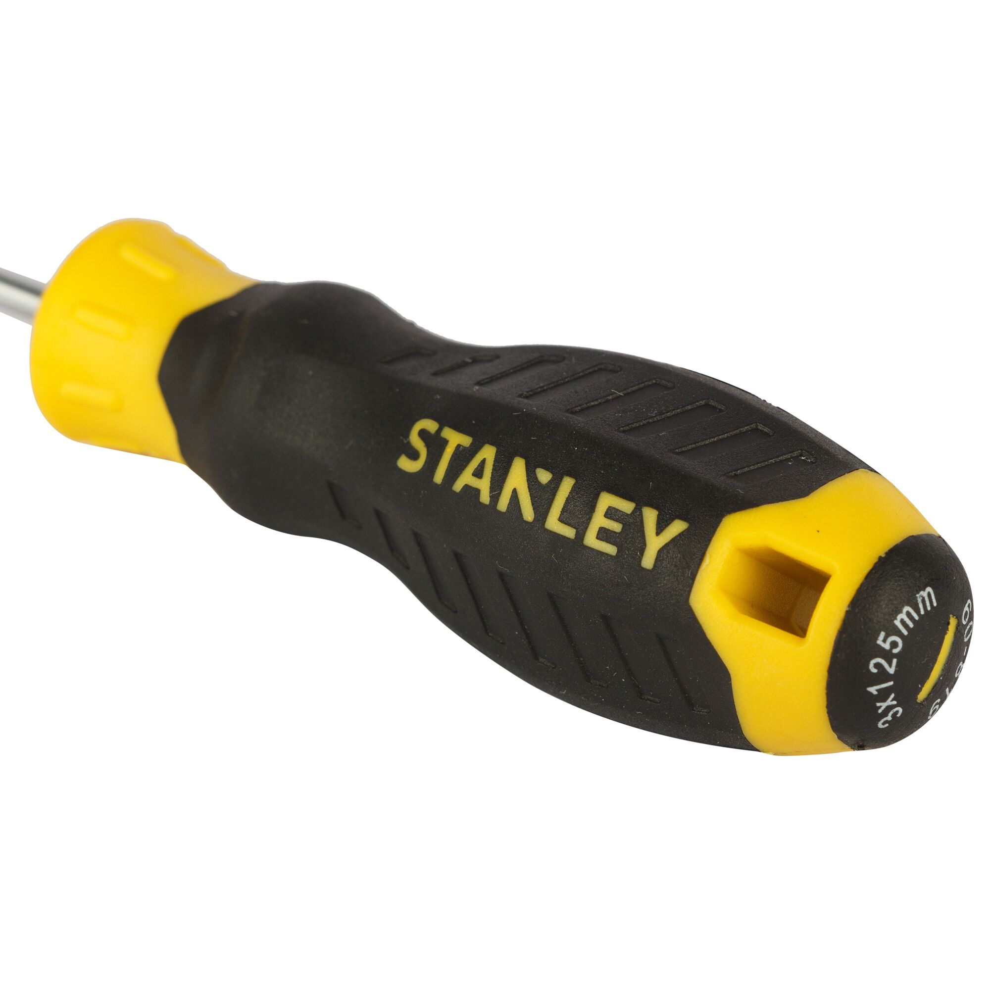 Stanley STMT60819-8 black and yellow screwdriver handle, close-up on white background