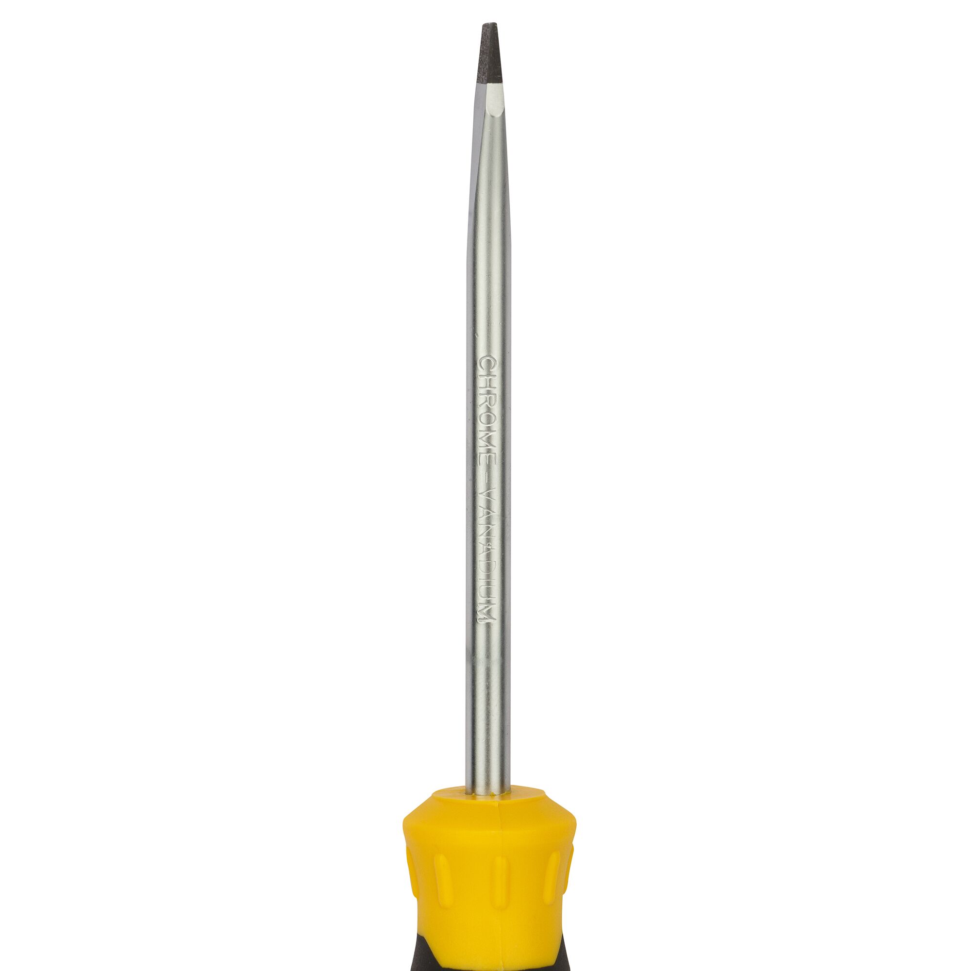STANLEY STMT60826-8 precision screwdriver front view with yellow and black handle, chrome shaft.