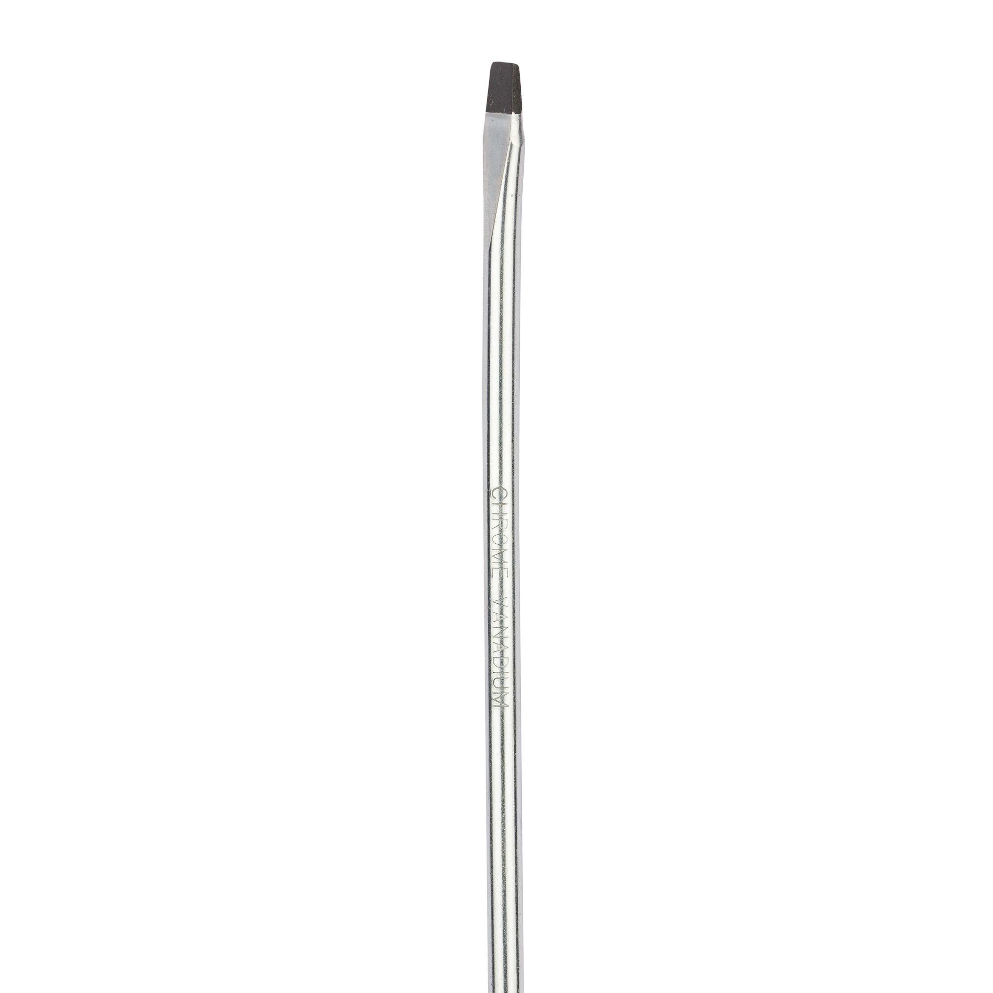 STANLEY STMT60829-8 flathead screwdriver, chrome finish, front angle, product on white background.