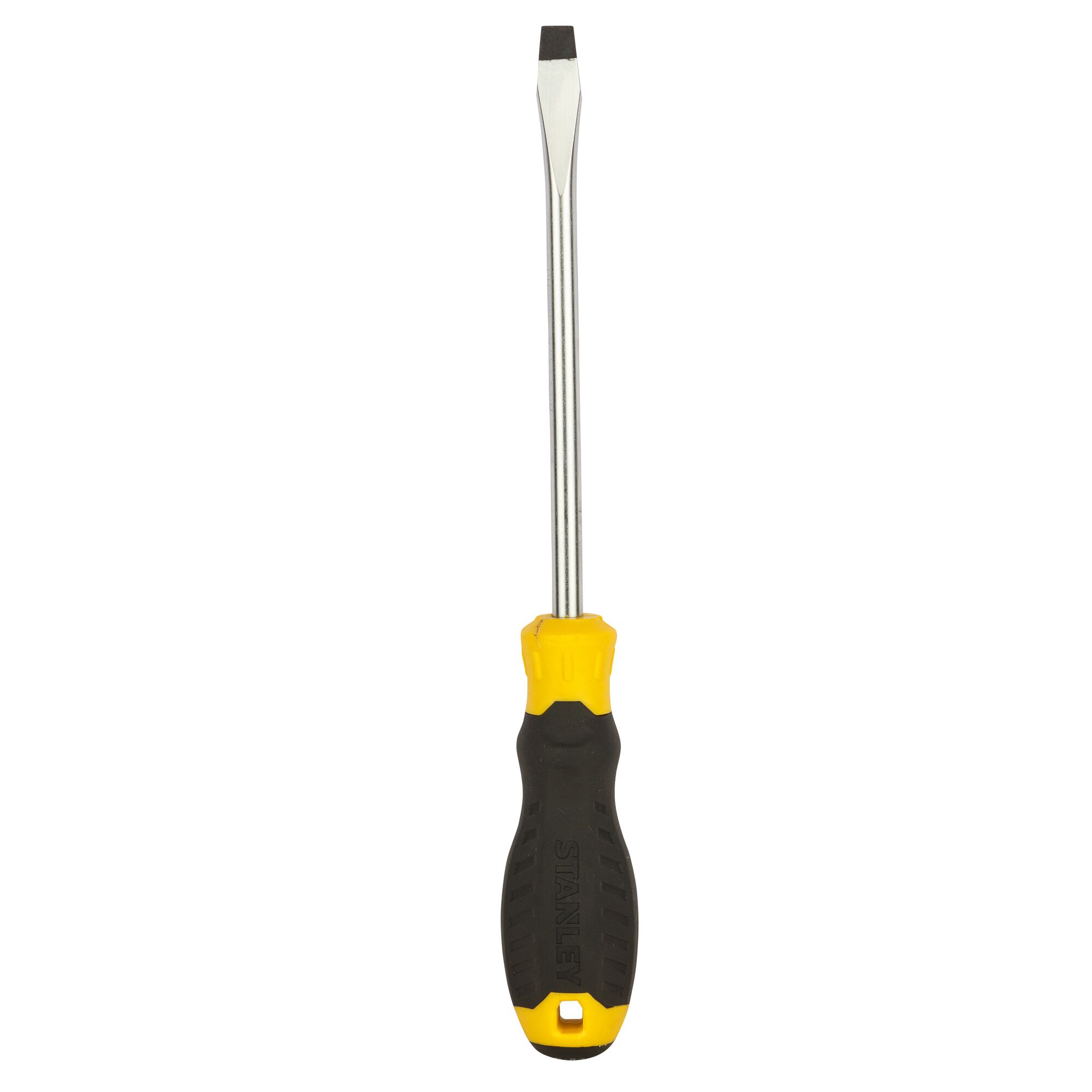 STANLEY STMT60831-8 flathead screwdriver with black and yellow handle, front white background