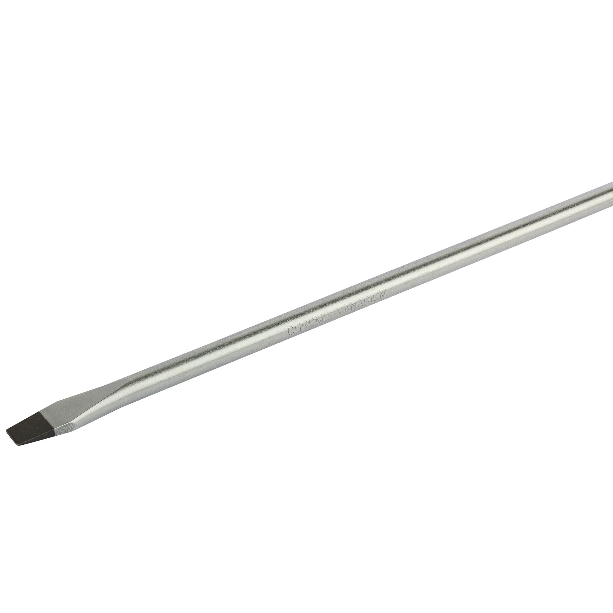 STANLEY STMT60833-8 flathead screwdriver side view, silver metal shaft and black tip, product photography