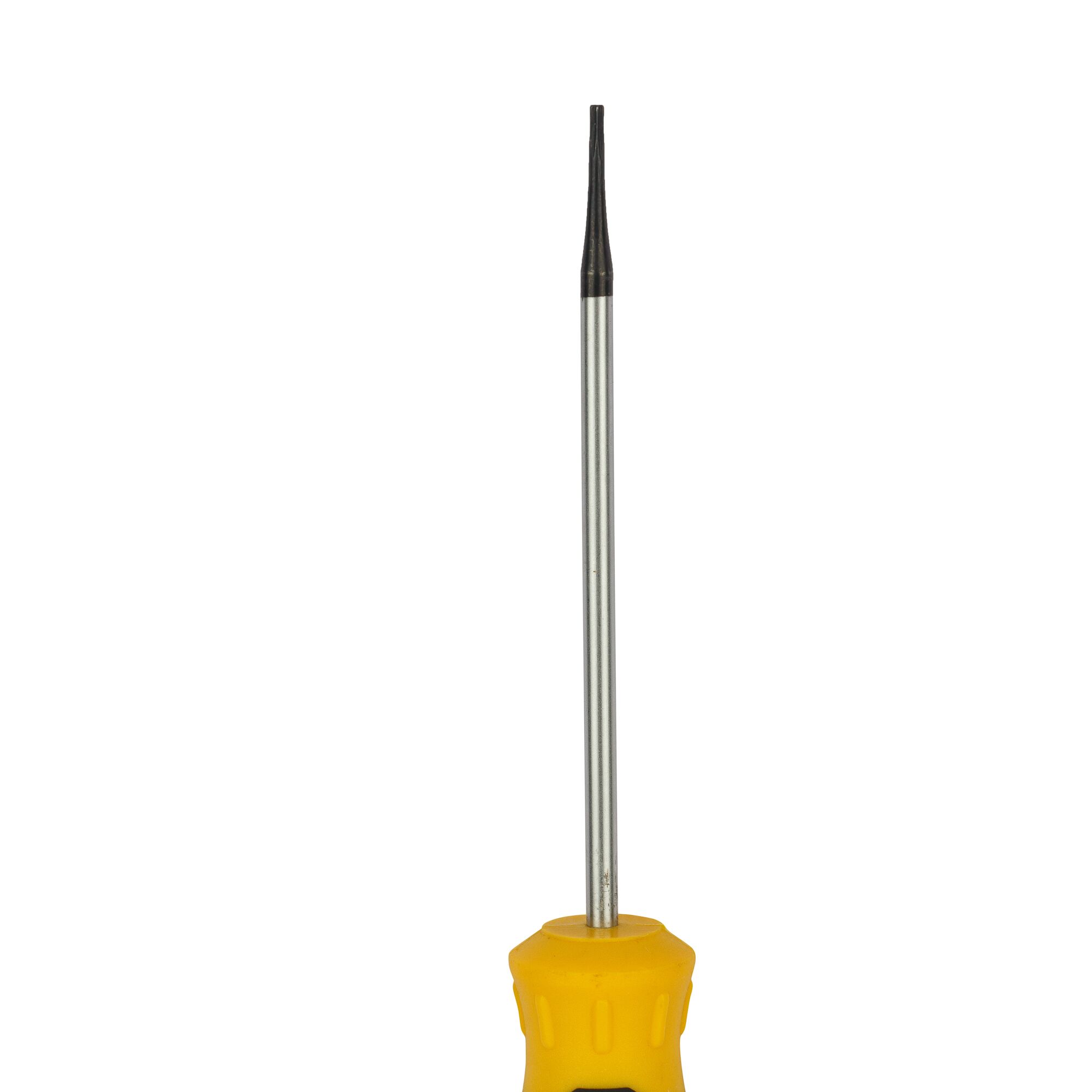 STANLEY STMT60837-8 precision screwdriver with yellow handle, front angle, white background.