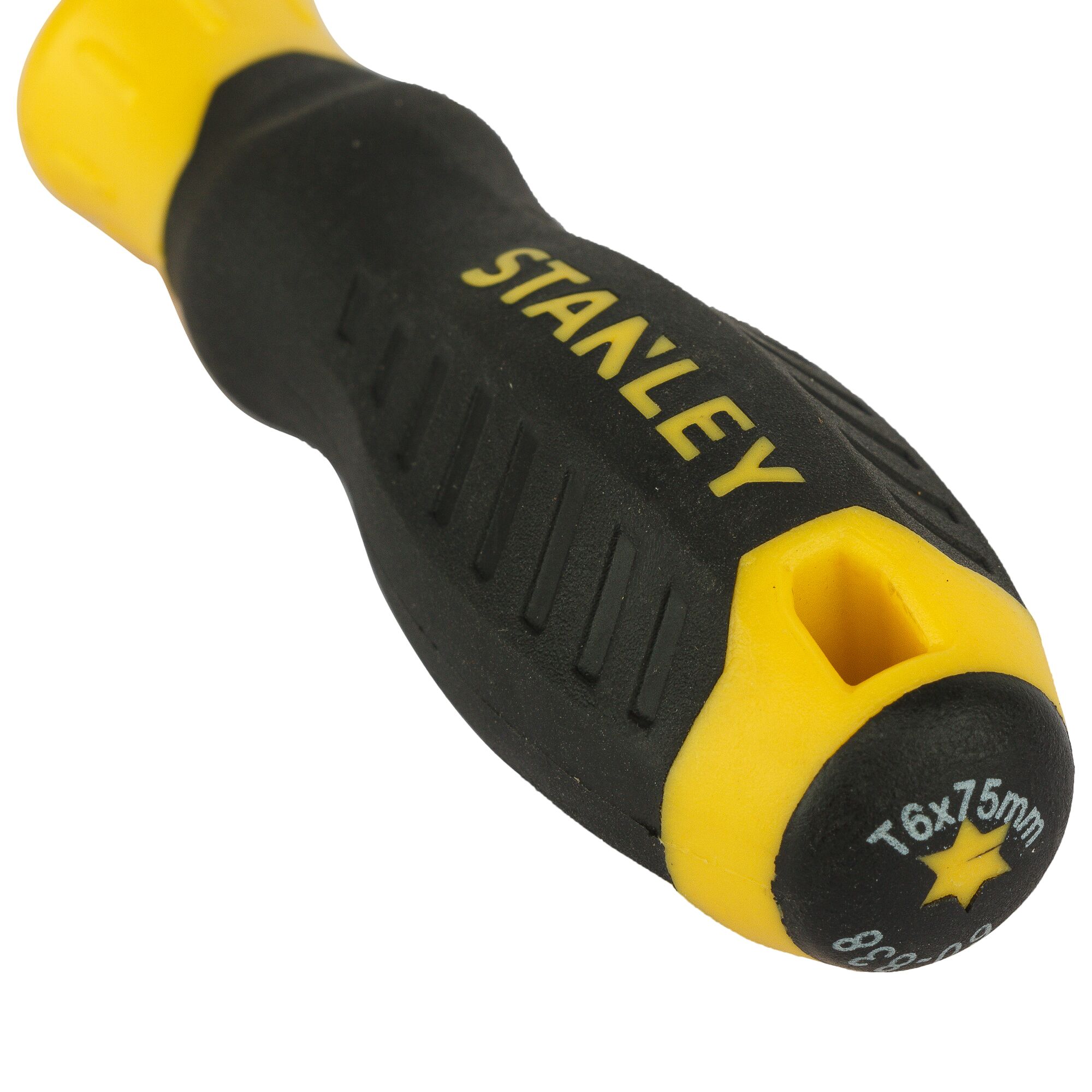 Stanley STMT60838-8 black and yellow screwdriver handle, close-up, photography category