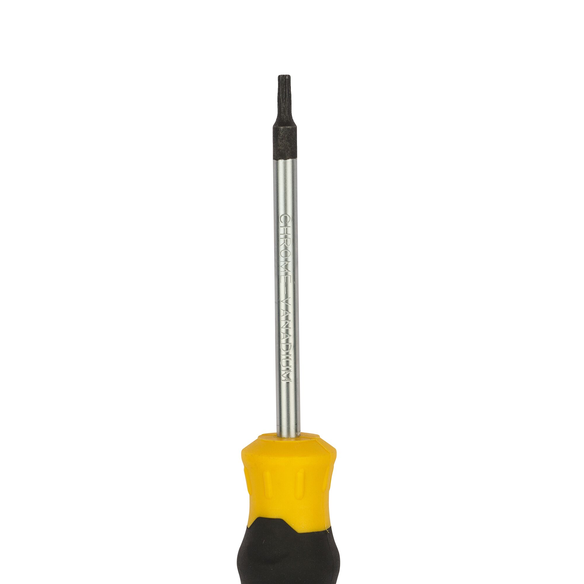 STANLEY STMT60844-8 black and yellow Torx screwdriver, straight-on angle, chrome vanadium shaft.