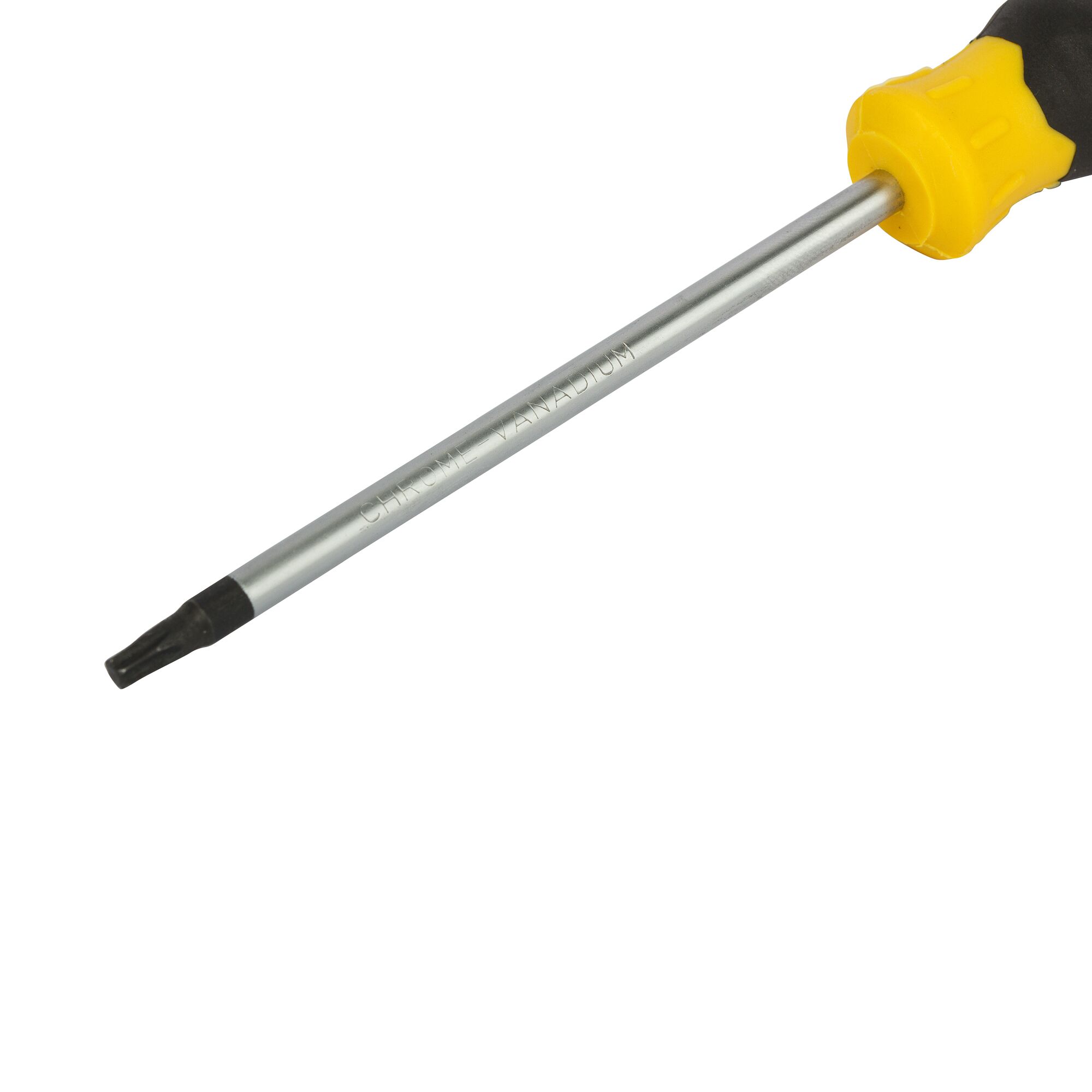 STANLEY STMT60847-8 Torx screwdriver, yellow and black handle, side view, white background.