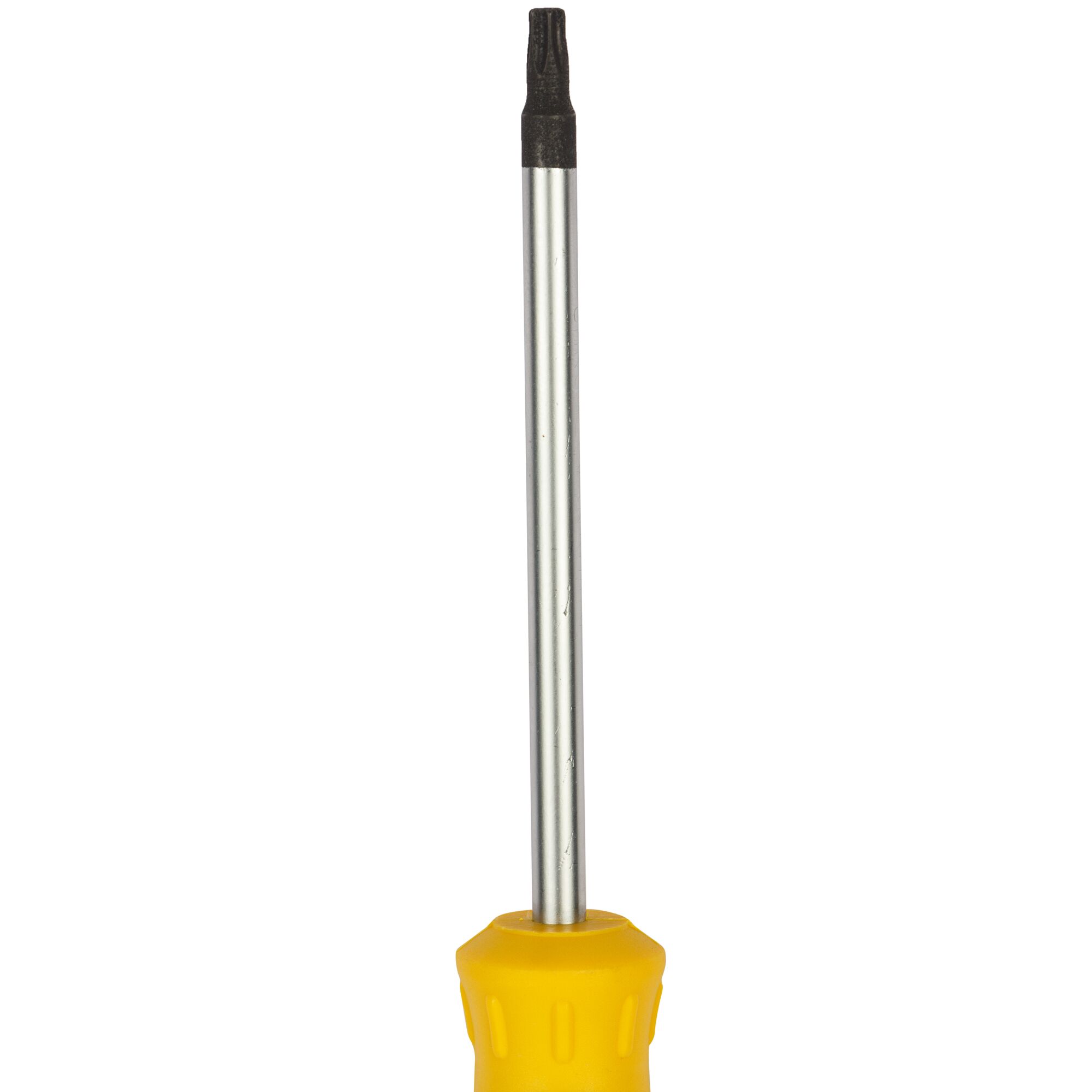 STANLEY STMT60848-8 yellow-handled Torx screwdriver, photographed from the front on white background.