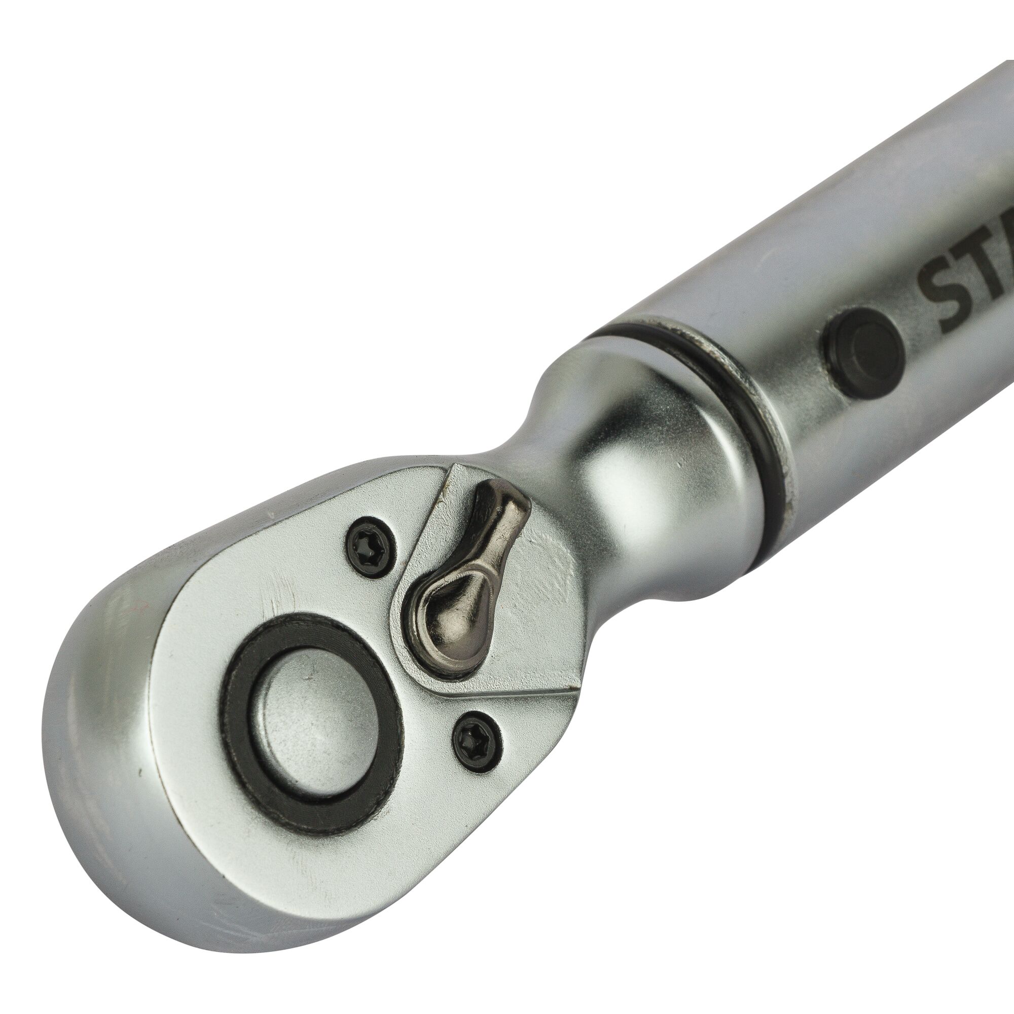 STANLEY STMT73588-8 metal ratchet wrench close-up, product photography on white background.
