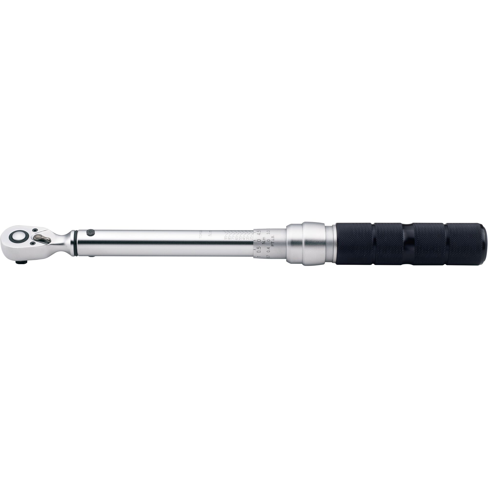 STANLEY STMT73589-8 torque wrench with black grip, side angle on white background.