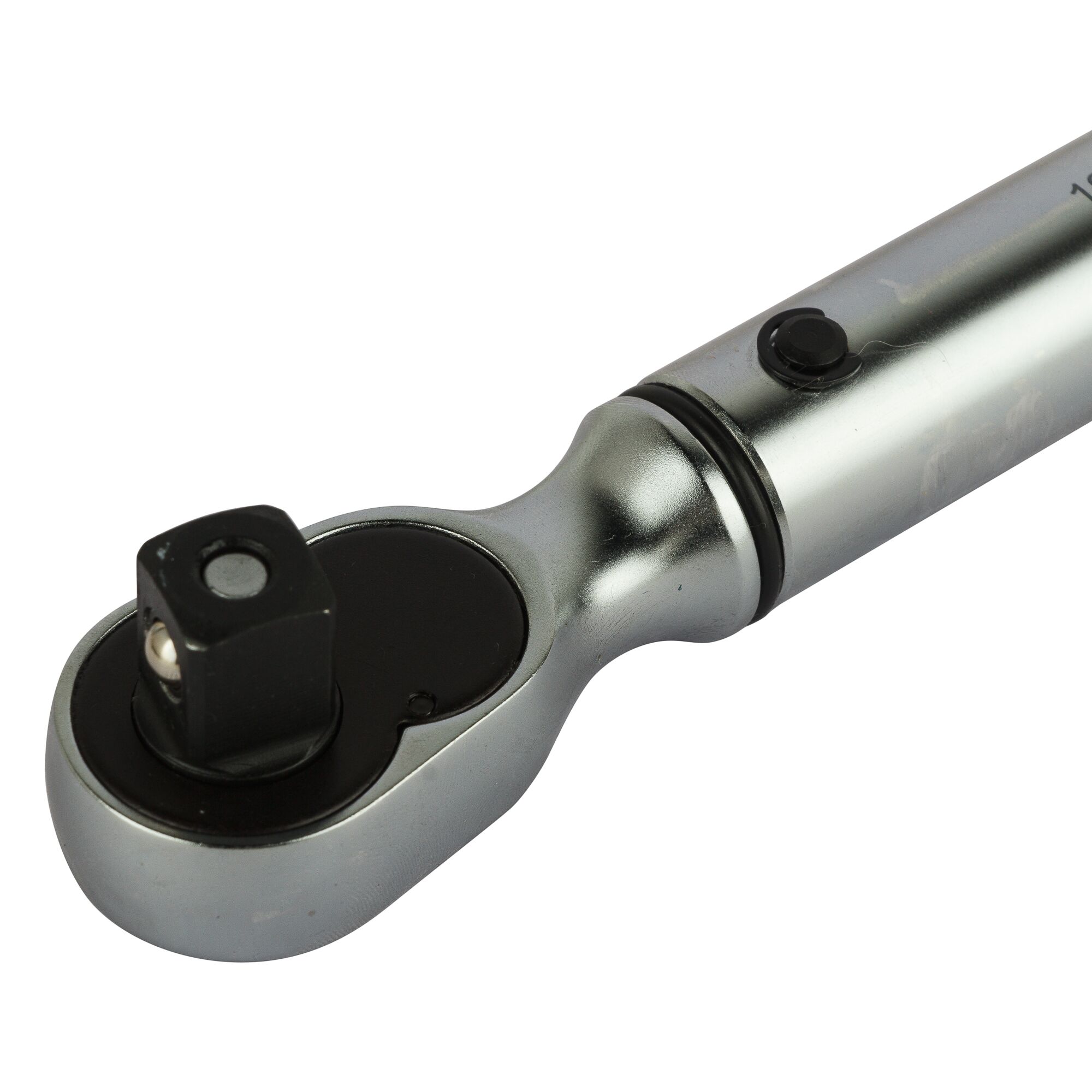 STANLEY STMT73589-8 silver ratchet wrench close-up on white background.
