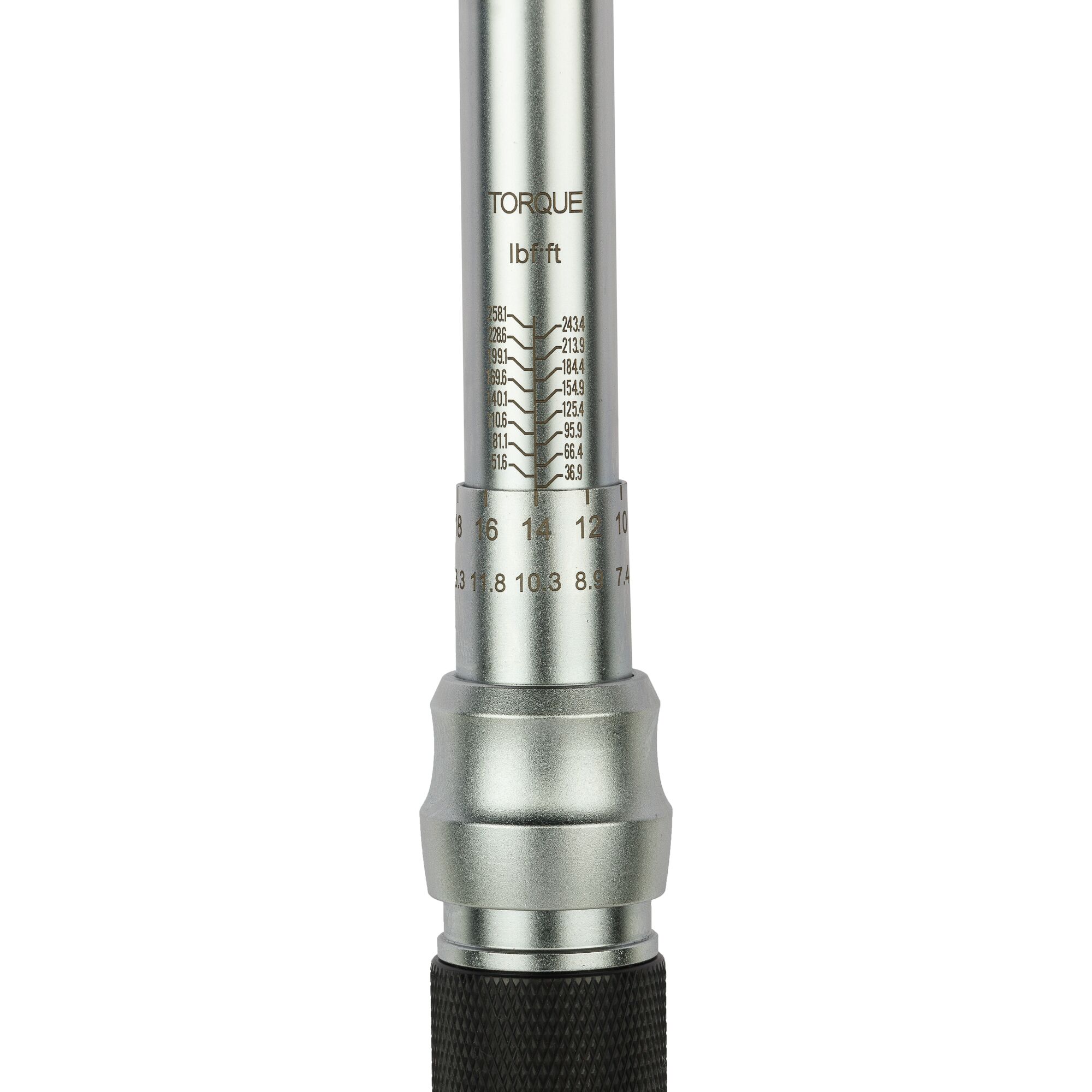 STANLEY STMT73591-8 torque wrench, photography, silver metal, close-up of measurement markings