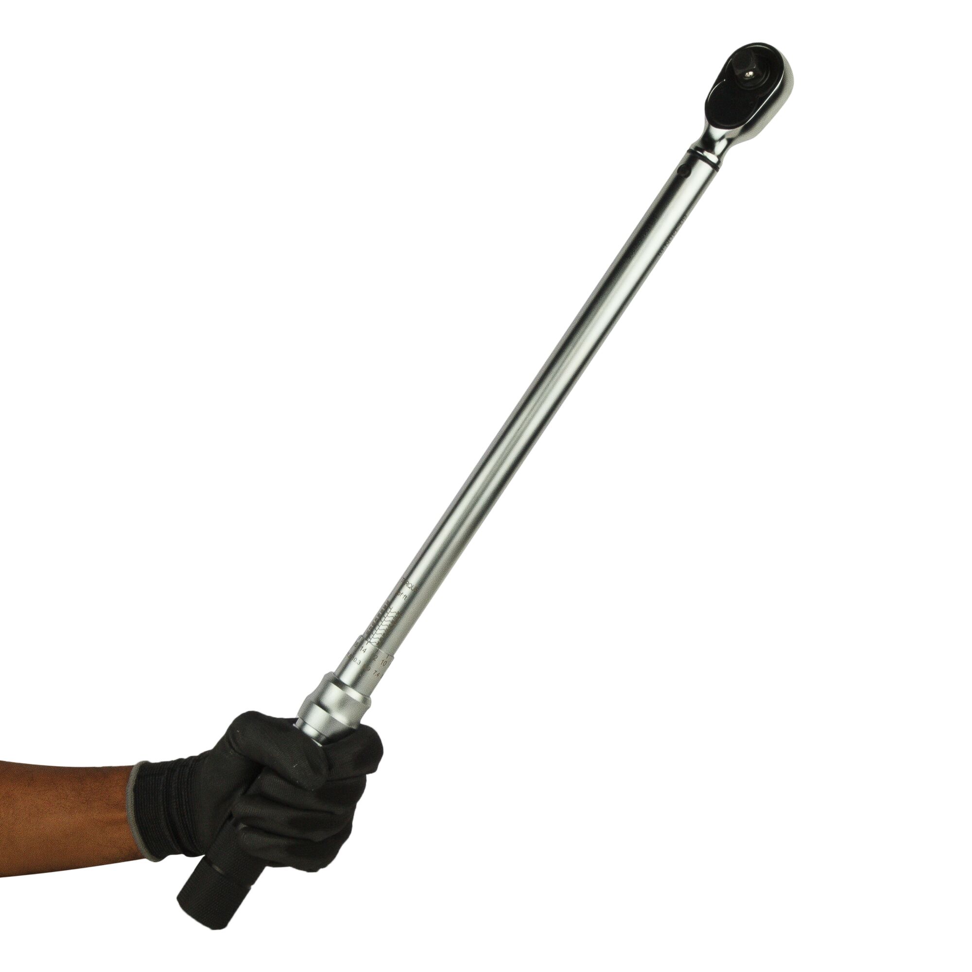 STANLEY STMT73591-8 torque wrench held at side angle, chrome finish, black handle, tool category.
