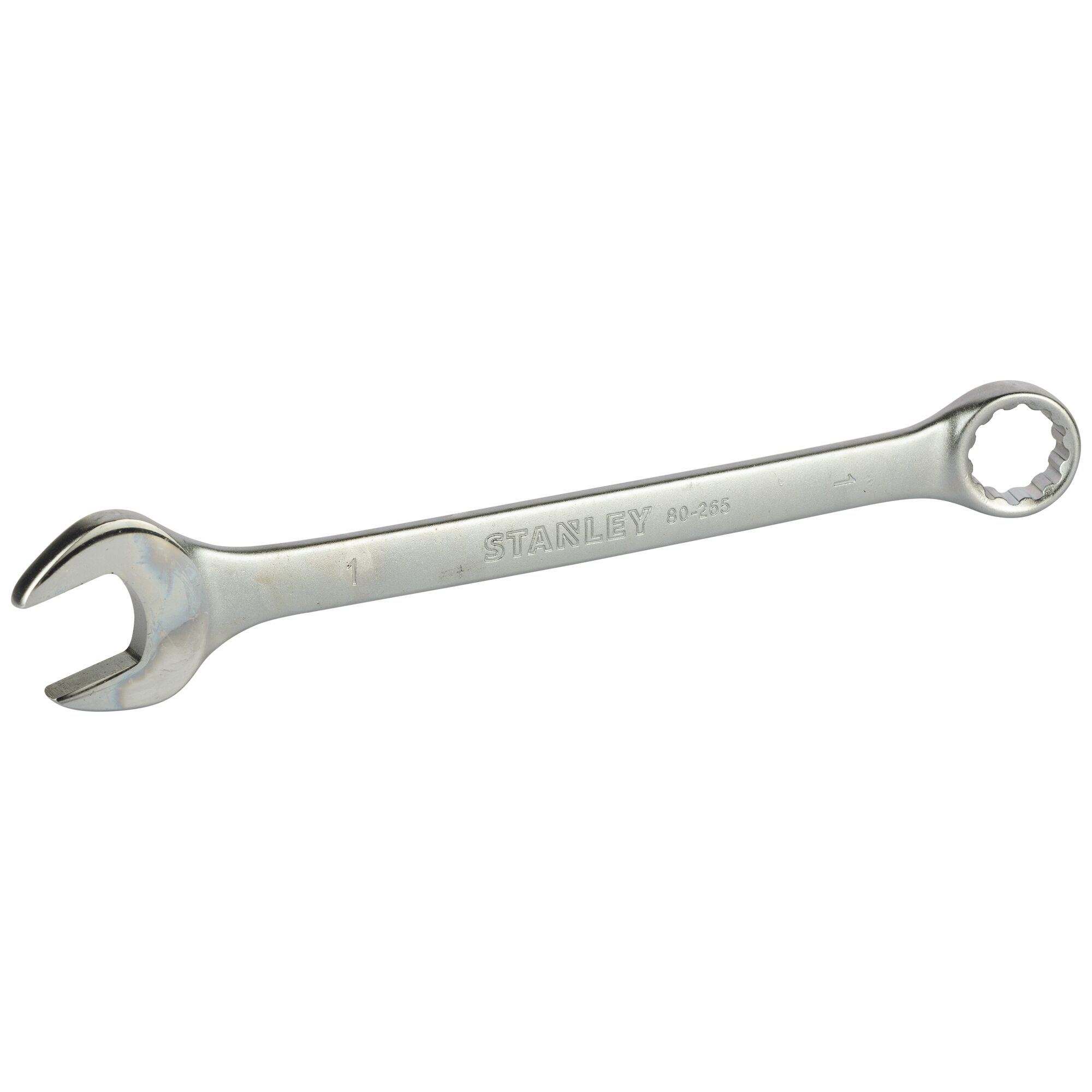 STANLEY STMT78096-8 combination wrench, silver, front angle on white background.