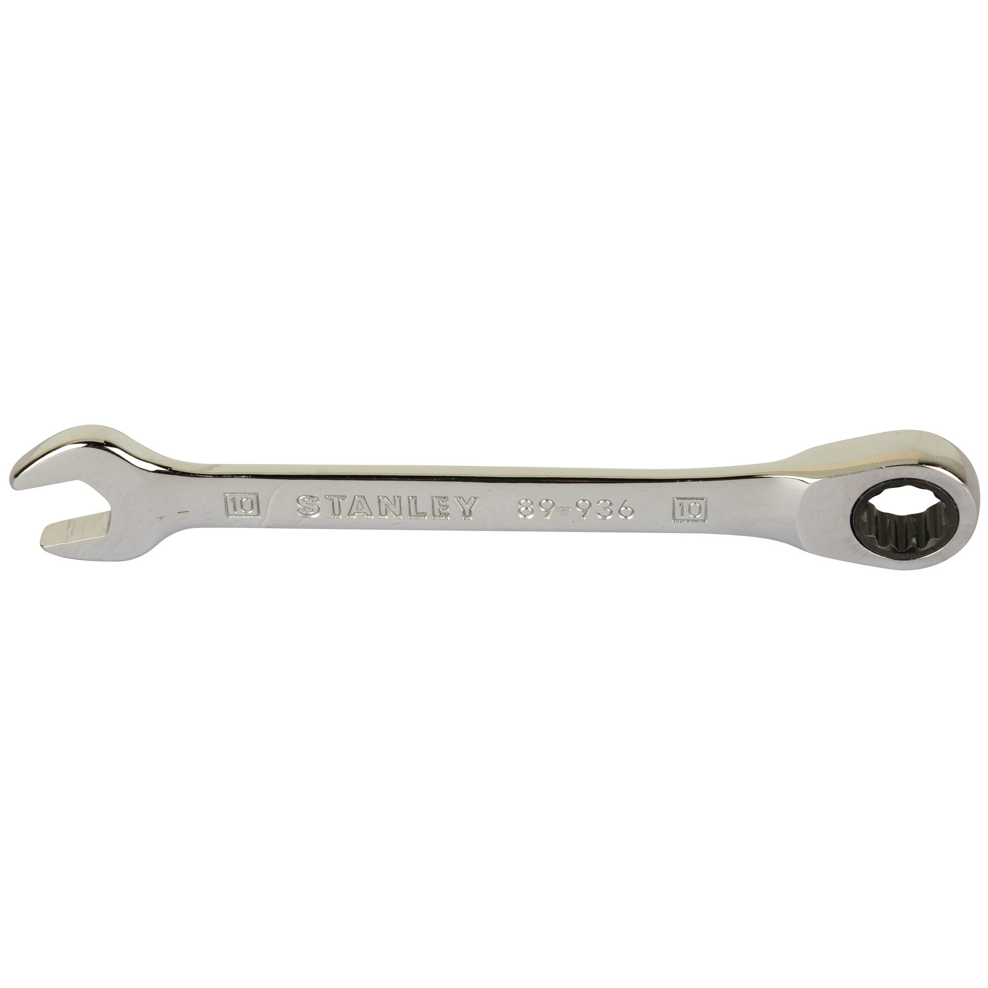 STANLEY STMT89936 combination wrench, silver, side angle on white background.