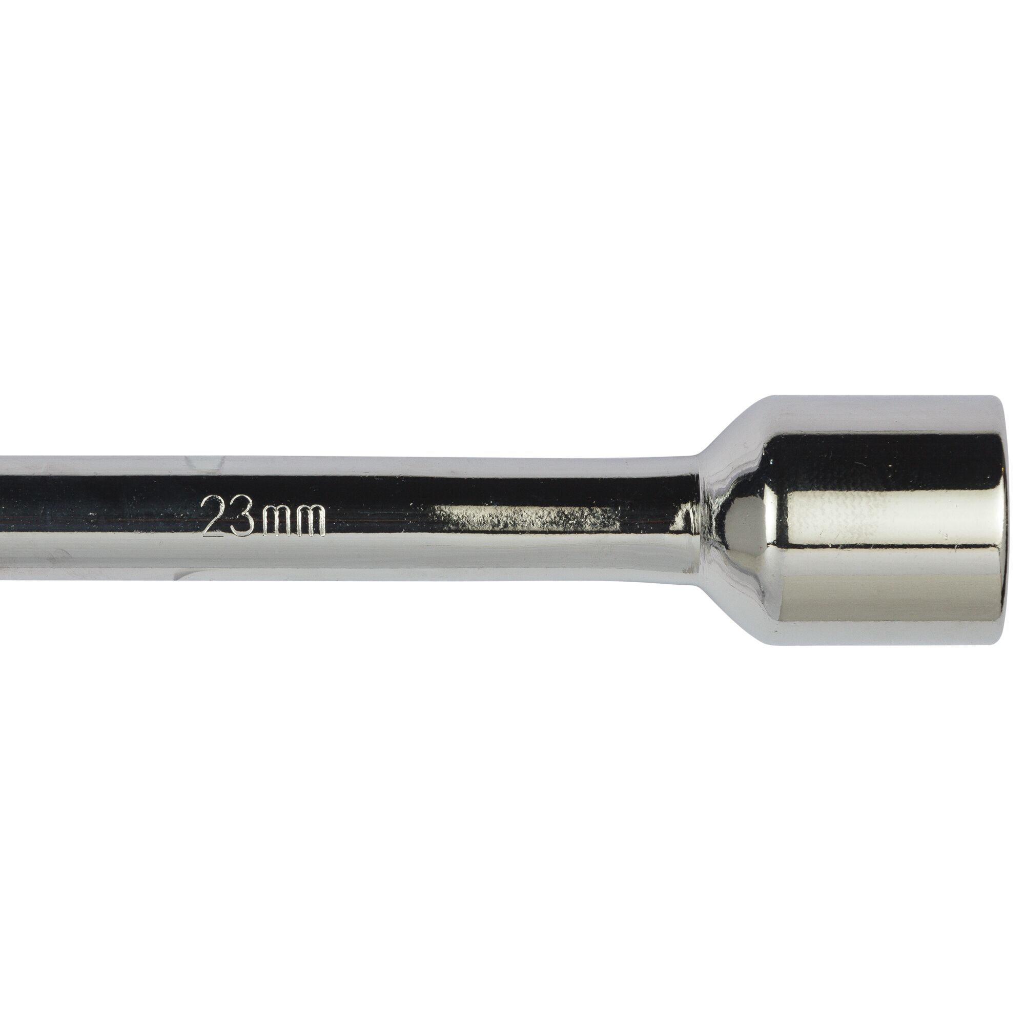 STANLEY STMT94030-8 chrome-plated 23mm socket wrench side view, tool category, on white background.