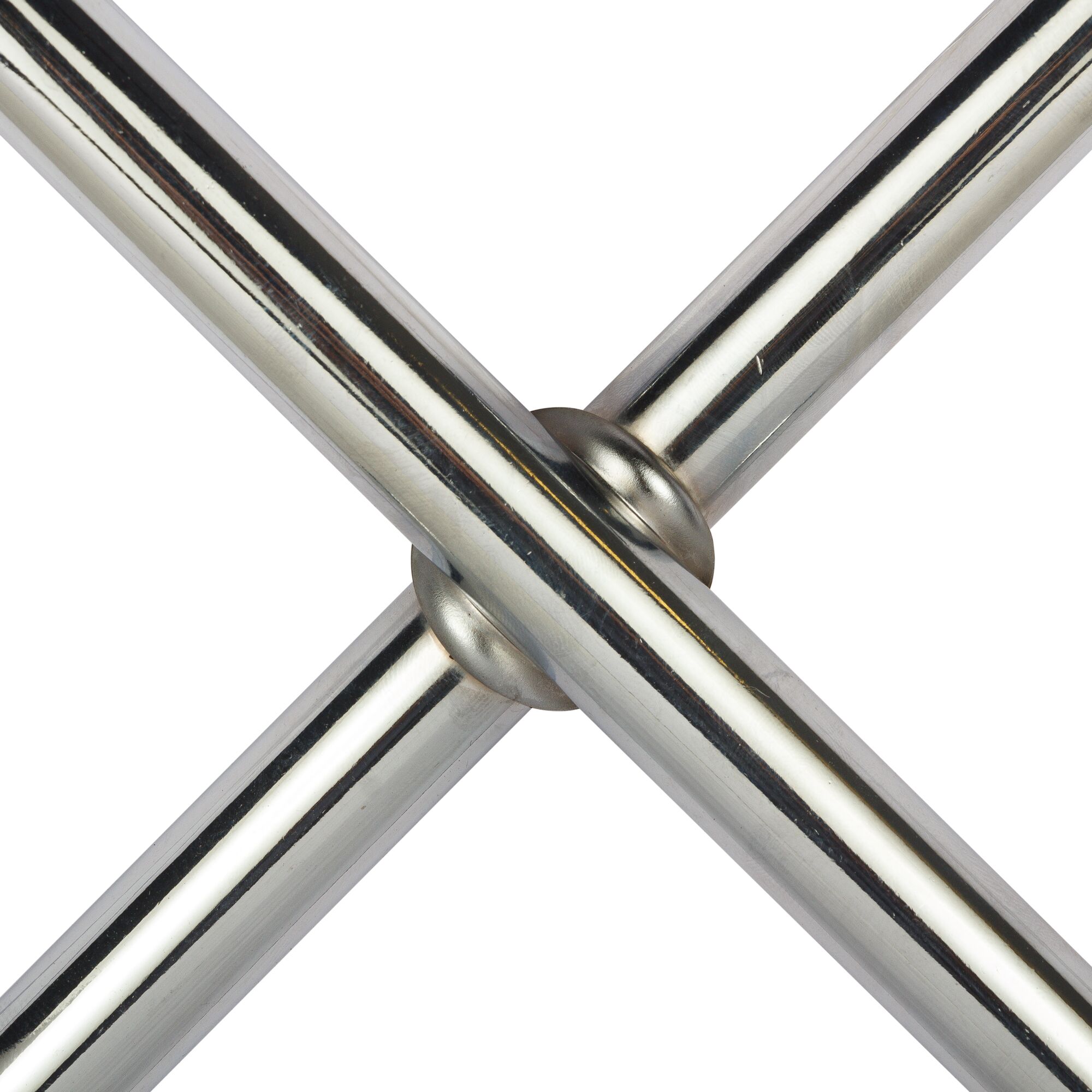 STANLEY STMT94030-8 chrome-plated steel bars crossing with round connector, top view, photography