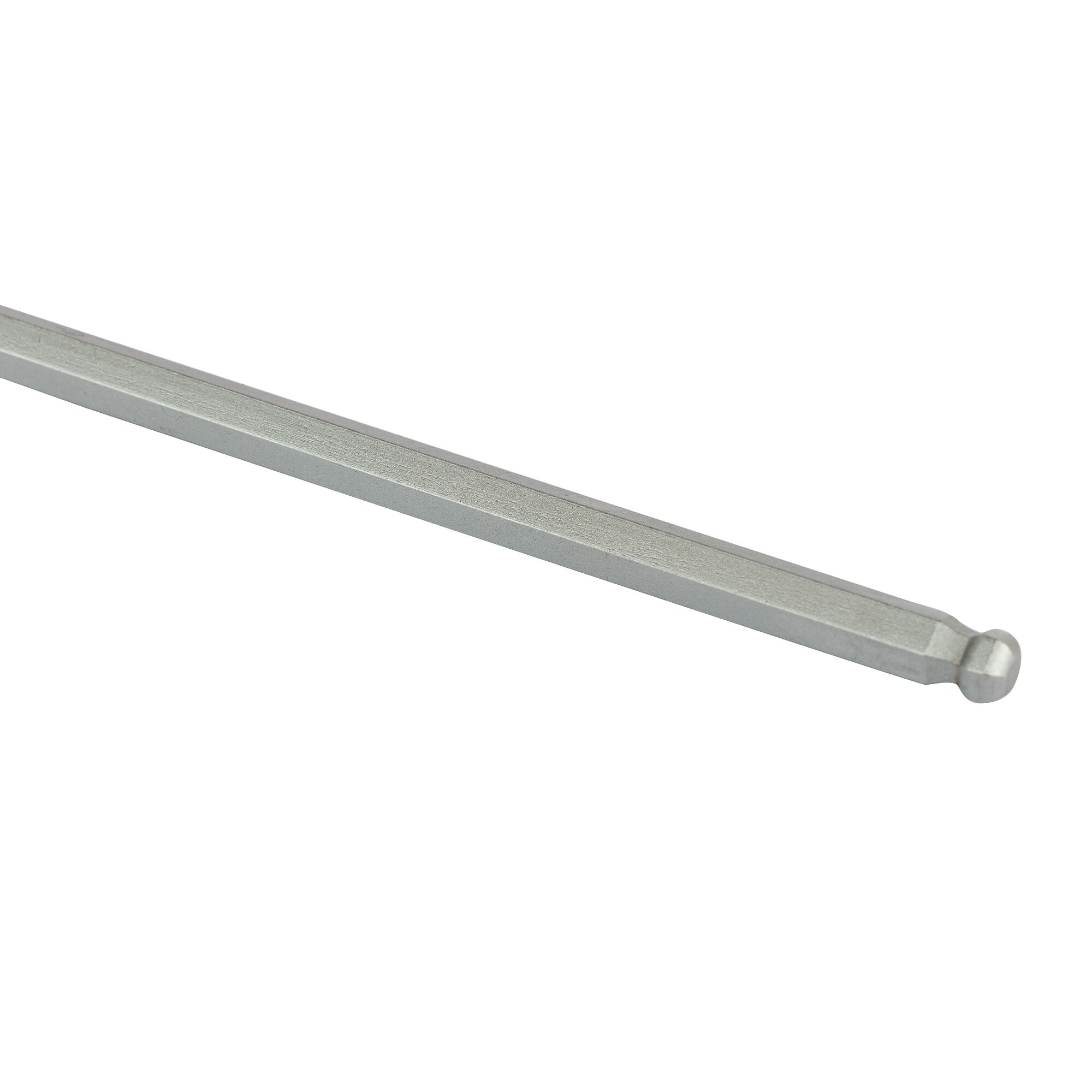 STANLEY STMT94104-8 silver hex key with ball end, product photography, angled on white background